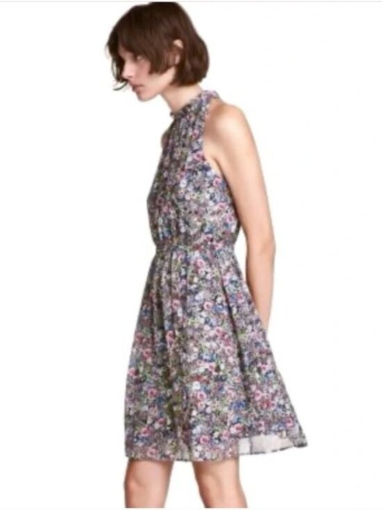 H&M Dresses & Skirts - H&M Mulitcolour Floral Chiffon Sleeveless A-Line Dress Size 8